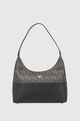 VERDE FASHION | Borsa a spalla mezzaluna con stampa logo