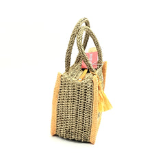 Naj-Oleari Borsa piccola in paglia set Flo2 Arancione