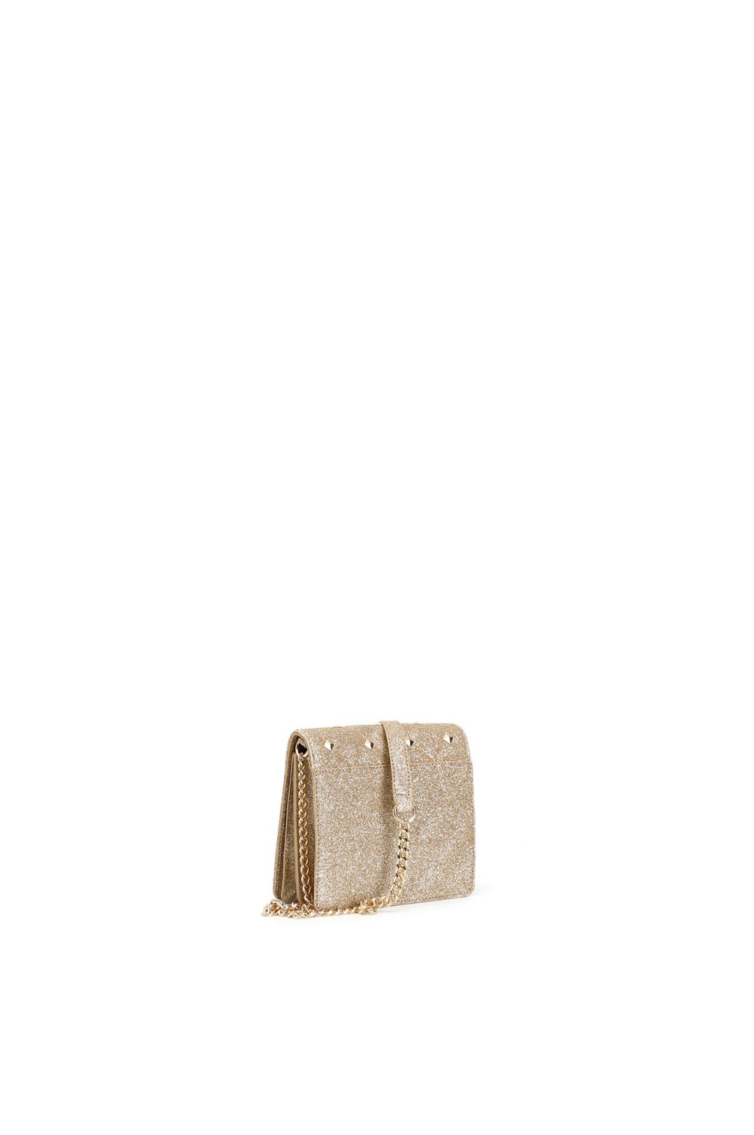 CafèNoir mini bag glitterata con borchie esagonali oro