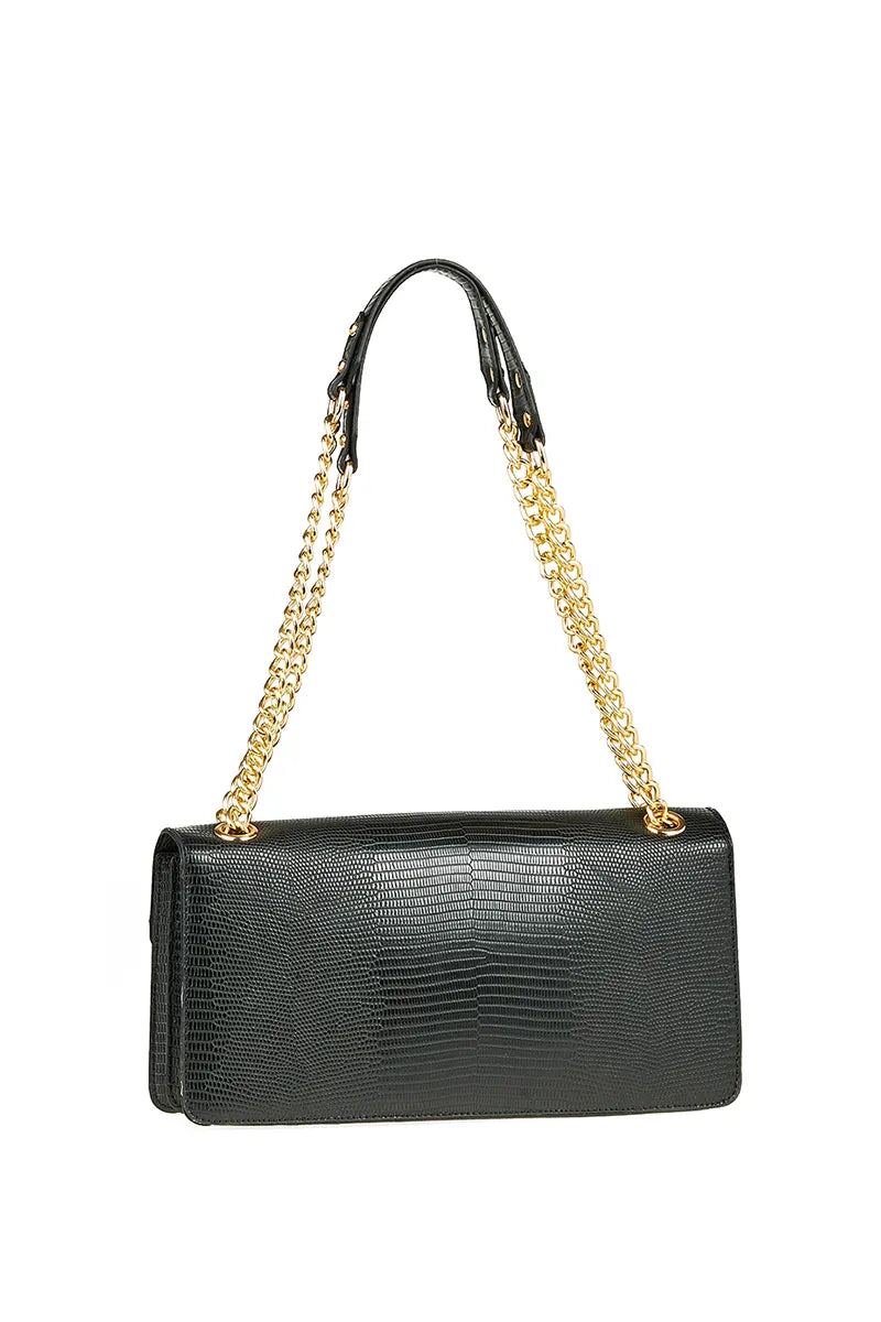 VERDE FASHION | Borsa baguette effetto coccodrillo