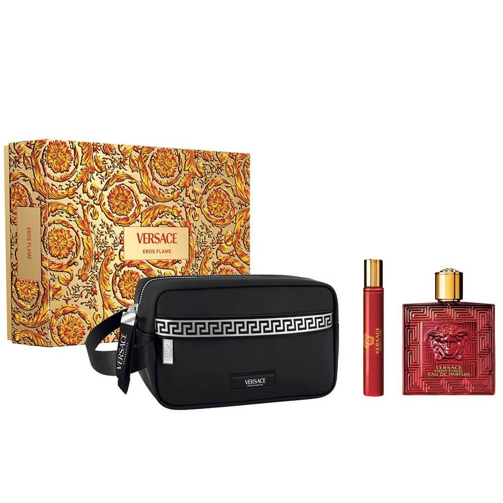 Versace Cofanetto Eros Flame Eau de Parfum 100ml + Travel Spray 10ml + Black Trousse