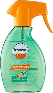 Leocrema Solare Acqua Spray Abbronzante Vitamina E, Lime e Tè Verde 250 ml