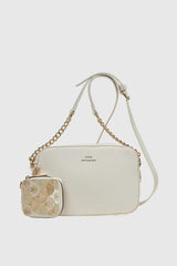 VERDE FASHION Camera bag a tracolla con portamonete Ivory