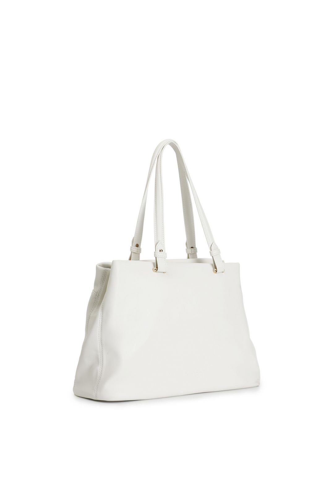 CafèNoir - Shopping Bag morbida con tasca frontale e passante a treccia in metallo bianco