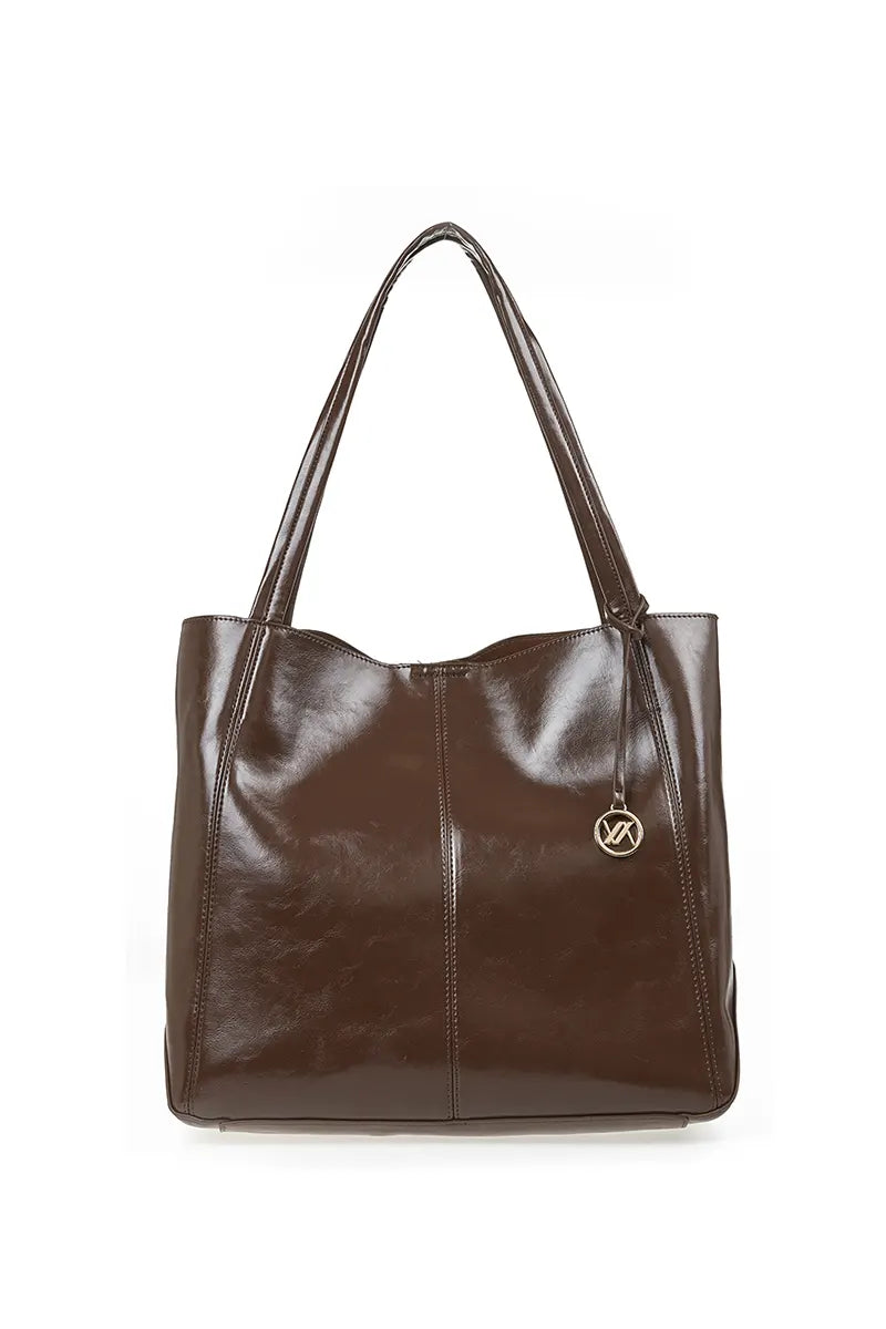 VERDE FASHION | Borsa shopper in ecopelle semilucida