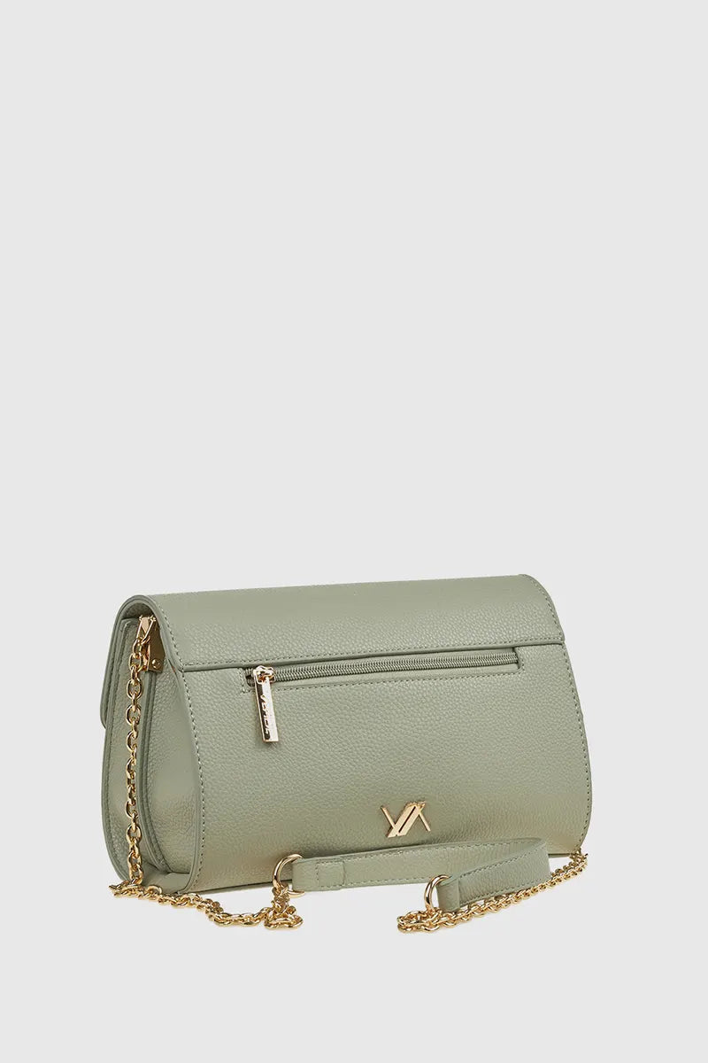 VERDE FASHION | Borsa a tracolla in ecopelle con patta
