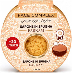 Face Complex Sapone in Spugna FARKAM 120 g – Spugna Saponata Profumata per Viso e Corpo – Detersione Delicata, Pelle Morbida e Luminosa – Oltre 20 Utilizzi