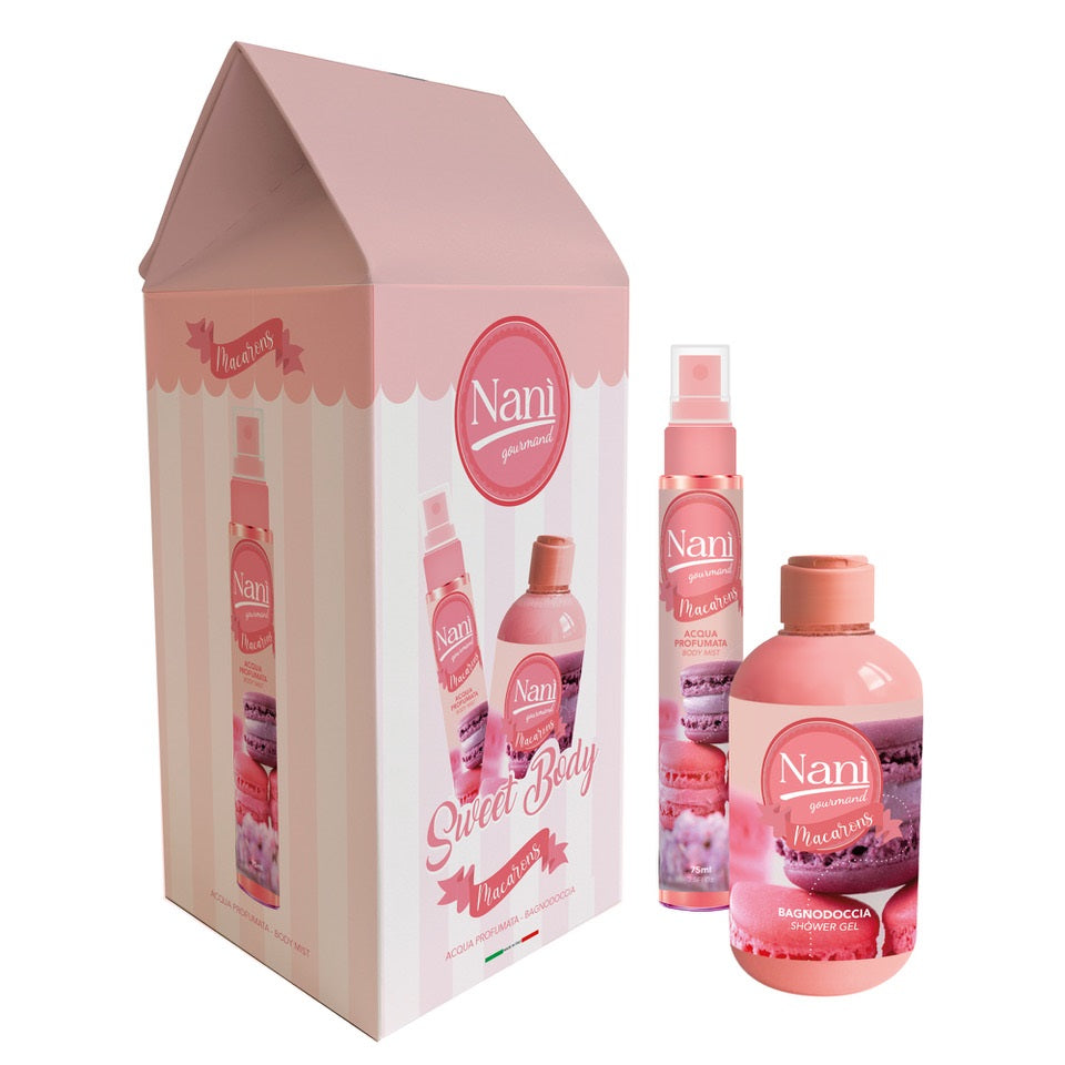 Nanì Gourmand Sweet Body Macarons Acqua Profumata 75ml + Bagno Doccia 300ml