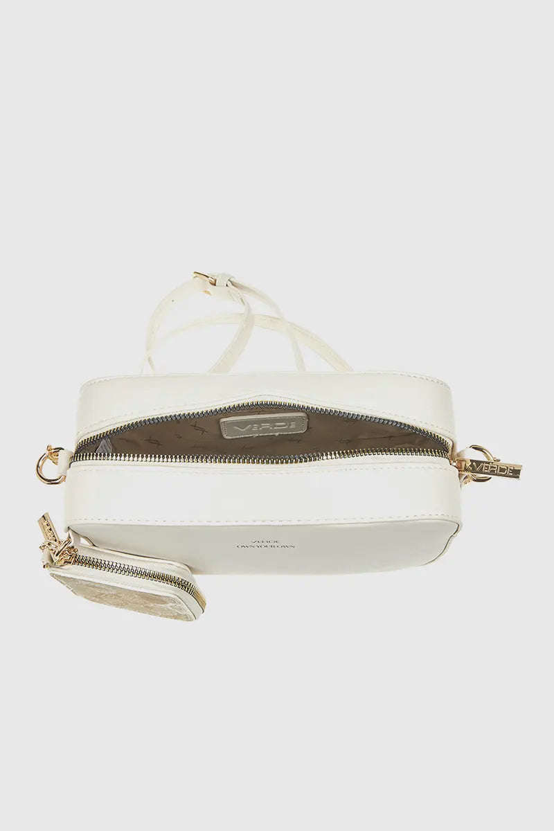 VERDE FASHION Camera bag a tracolla con portamonete Ivory