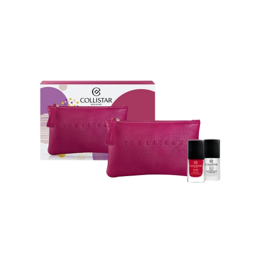 COLLISTAR Puro Smalto Nail Lacquer + 3 in 1 Base Rafforzatore Fissatore + Pochette - Edizione Limitata