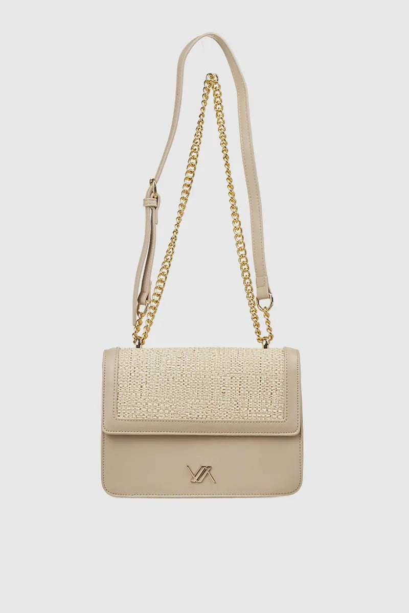 VERDE FASHION Borsa Tracolla in rafia ed ecopelle