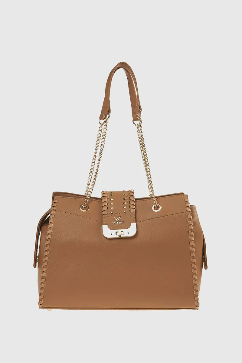VERDE FASHION | Borsa a spalla con borchie