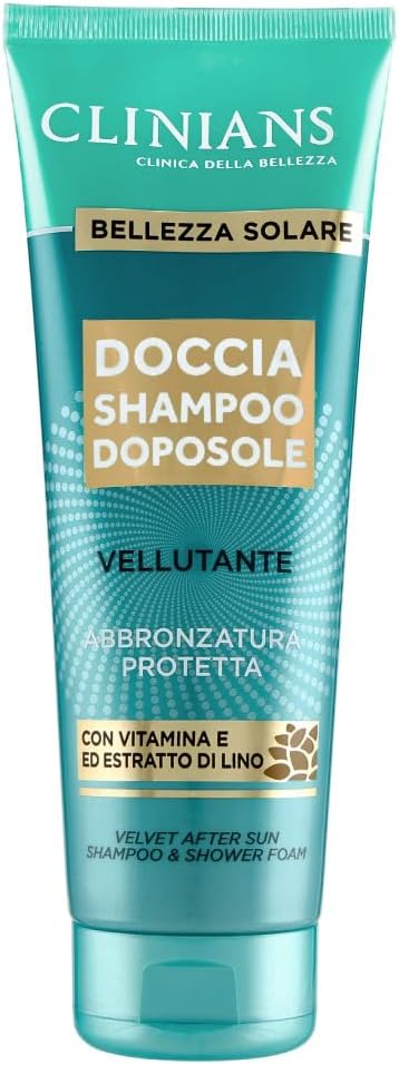 CLINIANS | Doccia Shampoo Doposole Vellutante, con Vitamina E ed Estratto di Lino, 250mL