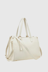VERDE FASHION Shopper in rafia ed ecopelle