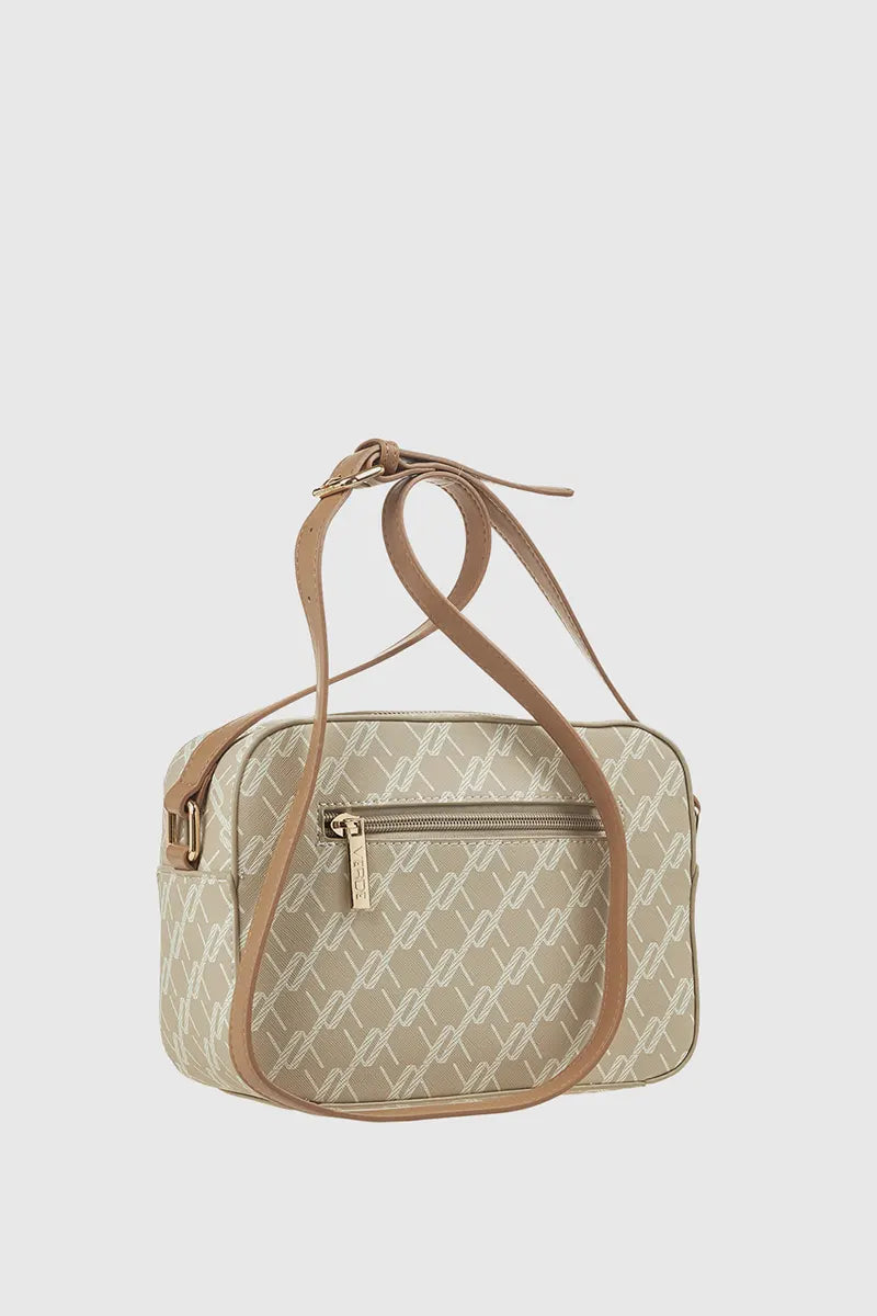 VERDE FASHION Camera bag trama logo Beige