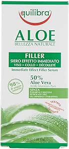 Equilibra Viso, Aloe Filler Siero Effetto Immediato, Siero Viso a Base di Aloe Vera per Pelli Sensibili, Idratante e Protettivo, Contrasta i Segni dell'Invecchiamento su Pelli Mature, 20 ml