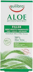 Equilibra Viso, Aloe Filler Siero Effetto Immediato, Siero Viso a Base di Aloe Vera per Pelli Sensibili, Idratante e Protettivo, Contrasta i Segni dell'Invecchiamento su Pelli Mature, 20 ml