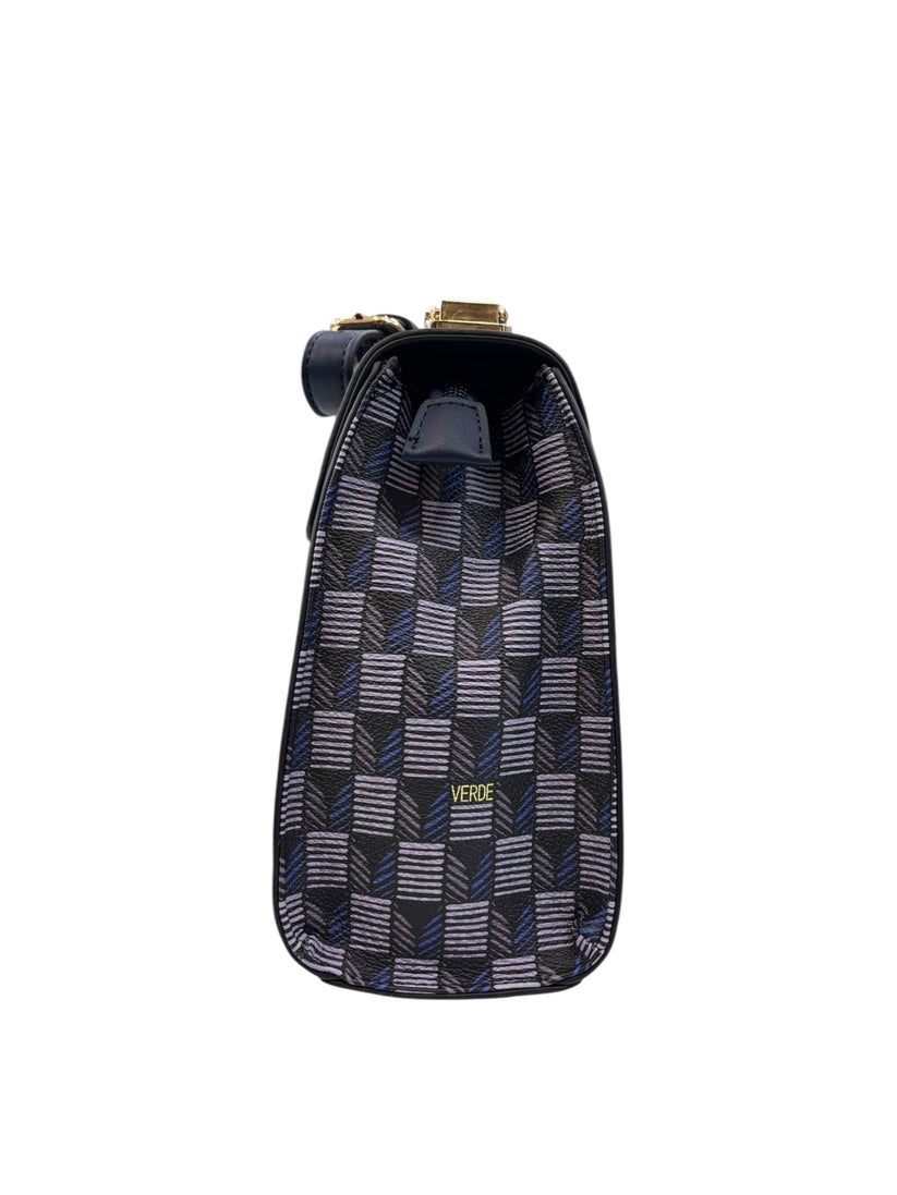 VERDE FASHION Borsa Blu Motivo Geometrico