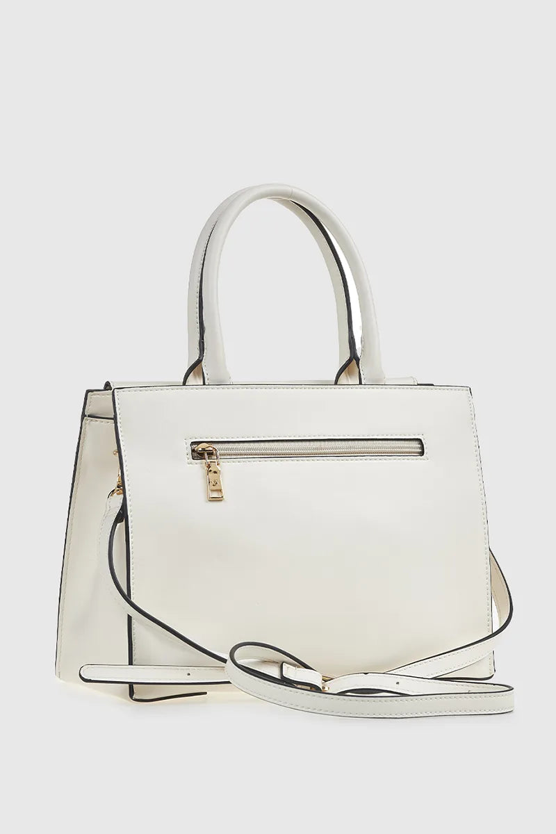 VERDE FASHION  Borsa cartella grande a tracolla Ivory