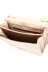 CafèNoir mini bag glitterata con borchie esagonali oro