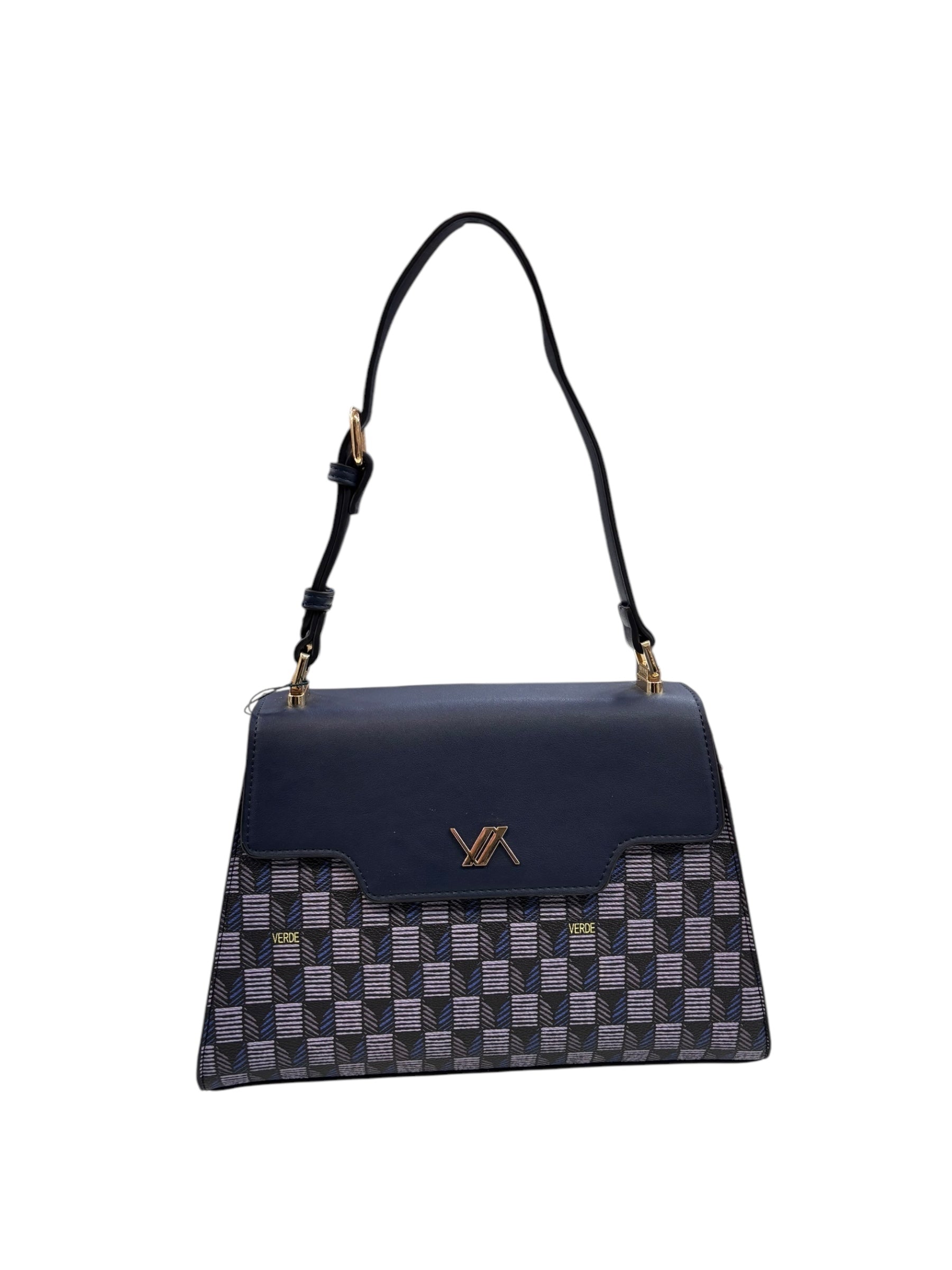 VERDE FASHION Borsa Blu Motivo Geometrico