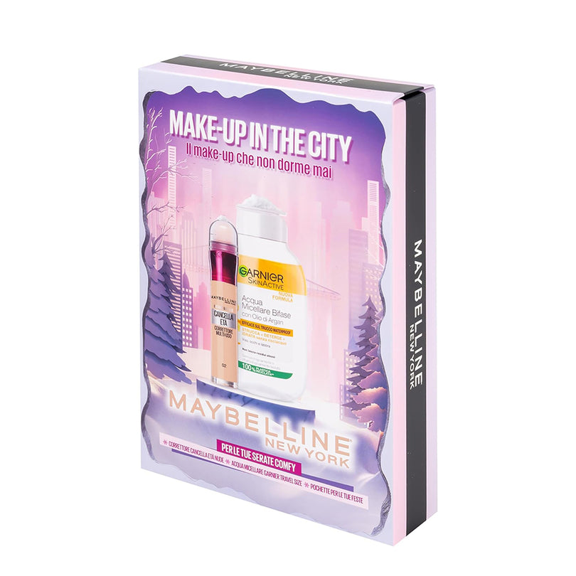 Maybelline Make-up in the City Confezione Correttore Cancella Età + Acqua Micellare con pochette