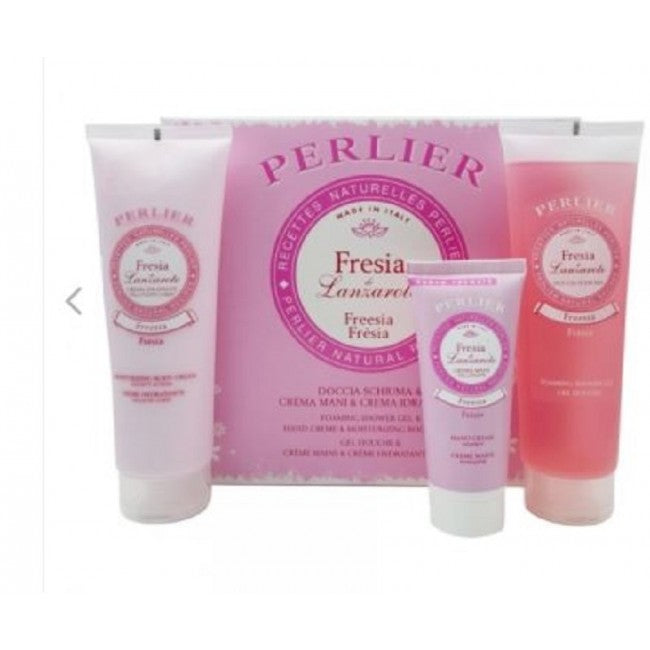 Perlier Cofanetto Fresia di Lanzarote Doccia Schiuma + Crema Mani + Crema Corpo