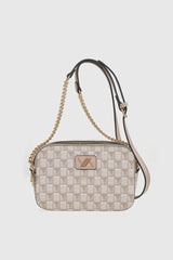 VERDE FASHION Pochette doppia tasca motivo geometrico