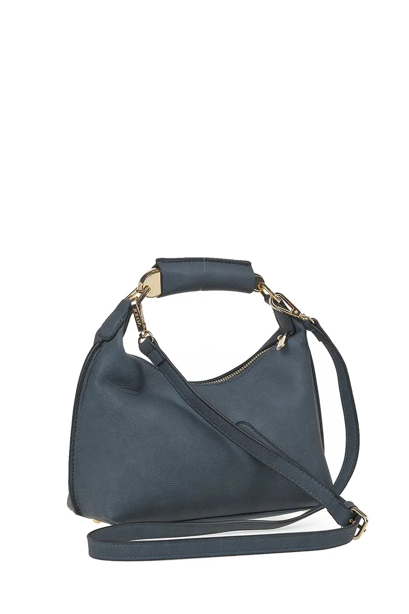 VERDE FASHION | Borsa con manico in metallo e tracolla