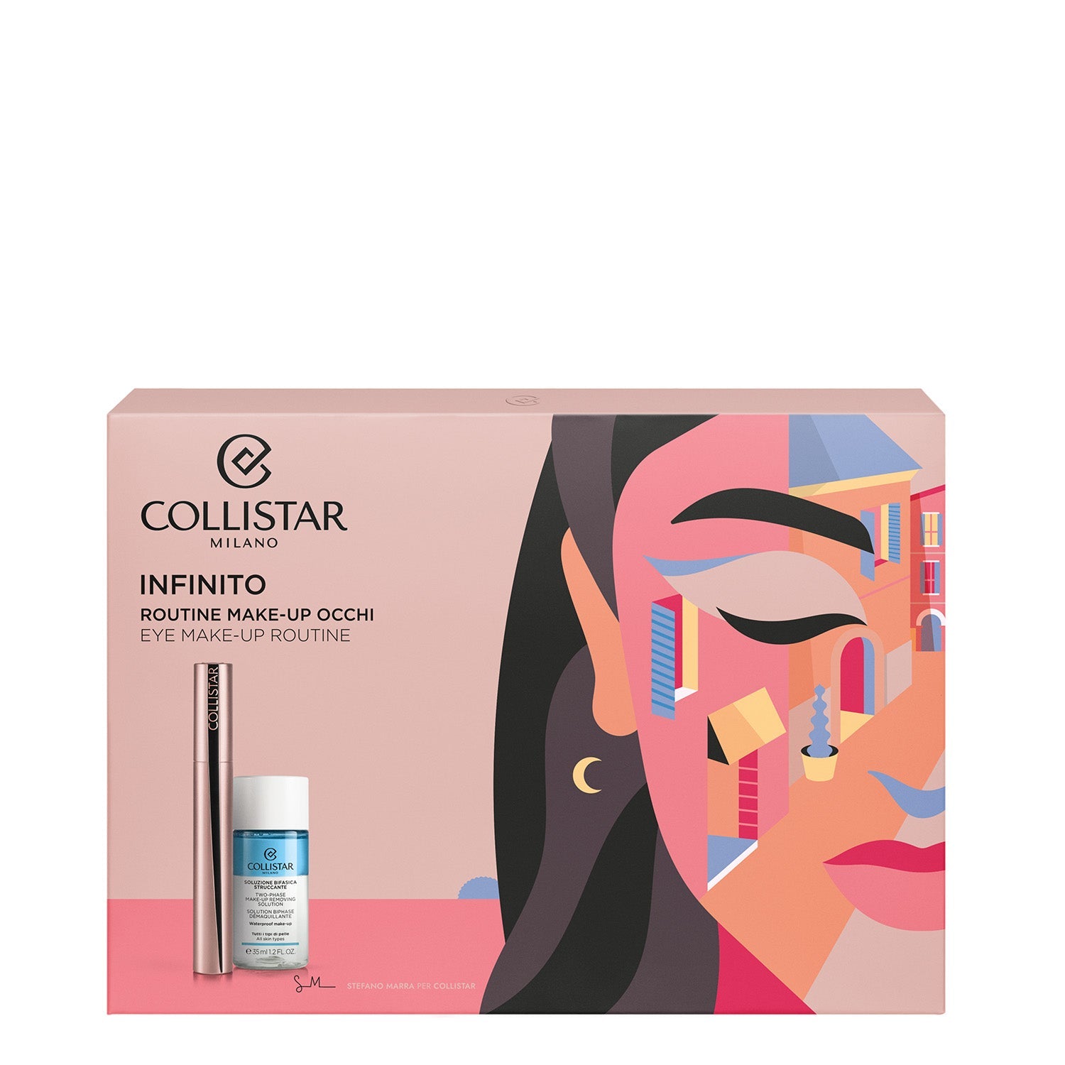 COLLISTAR COFANETTO Infinito Mascara Extra Nero + Soluzione Bifasica Struccante con Pochette