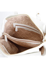 CafèNoir - Shopping Bag morbida con tasca frontale e passante a treccia in metallo bianco
