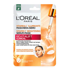 L'Oréal Paris Maschera-Siero Idratante in Tessuto, Con Vitamina C, Effetto Illuminante, Per Pelle Più Luminosa e Pori Meno Visibili, Revitalift Clinical, 26 g