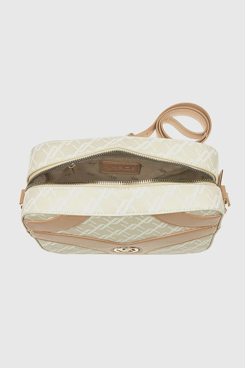 VERDE FASHION Camera bag trama logo Beige